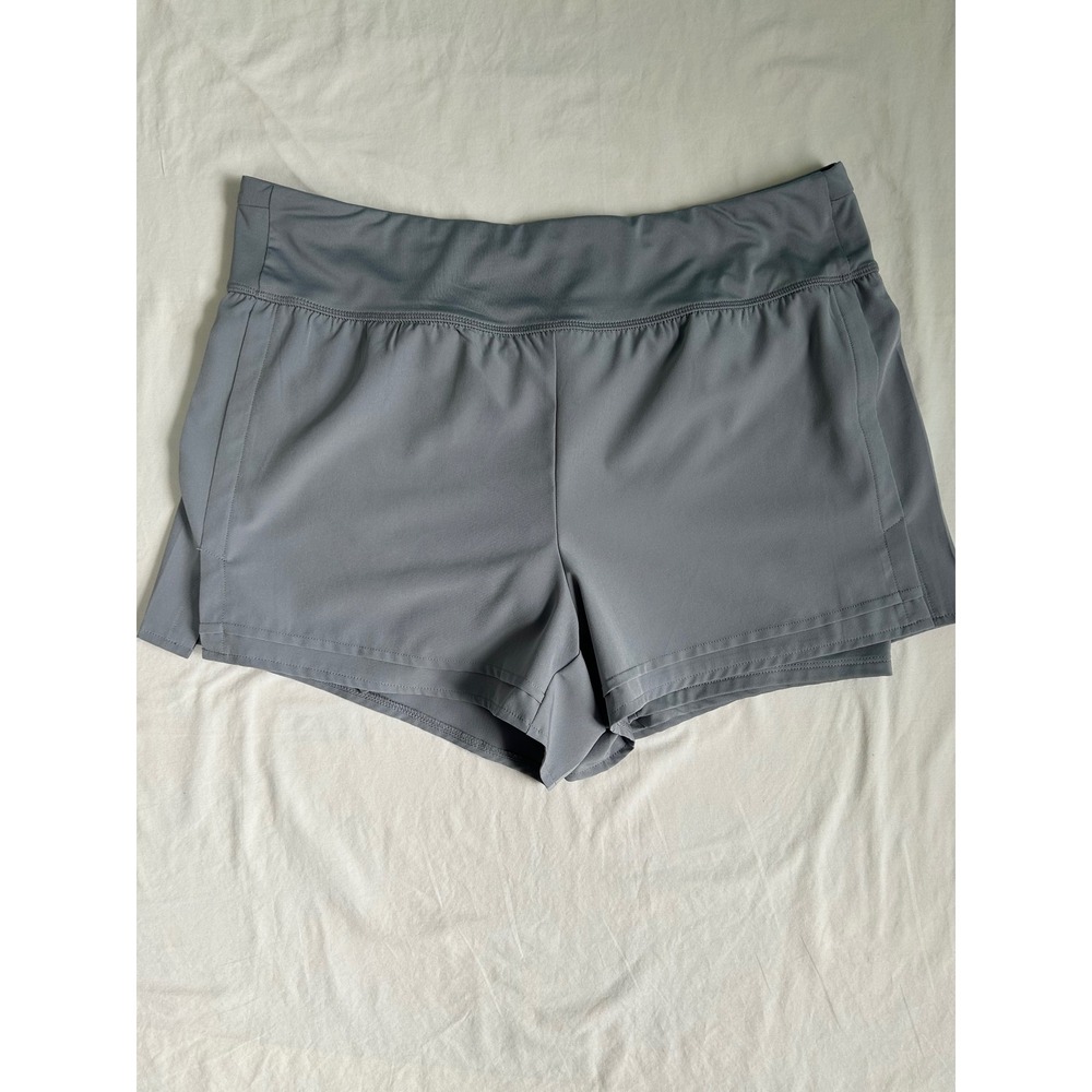 RBX Womens Gray 2-in-1 Running Shorts Built-in Liner Activewear Size L
